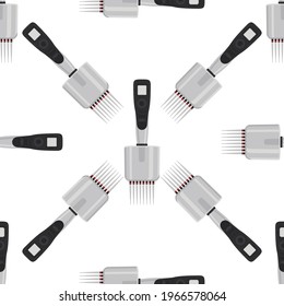 Abstract seamless medical pipette, dropper for laboratory on white background. Pattern dropper consisting of many identical glass laboratory medical pipette. Medical pipette it dropper from laboratory