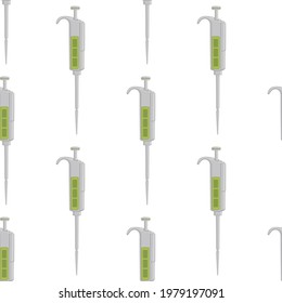 Abstract seamless medical pipette, dropper for laboratory on white background. Pattern dropper consisting of many identical glass laboratory medical pipette. Medical pipette it dropper from laboratory