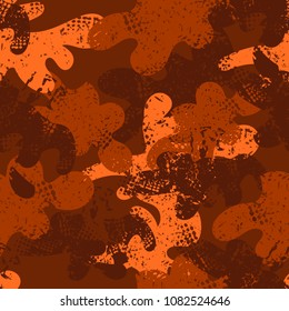 Abstract seamless military pattern. Camouflage repeated ornament. Chaotic big blotch marks of an irregular chaotic form. Grunge urban wall. textured wallpaper for textile, clothes, wrapping paper