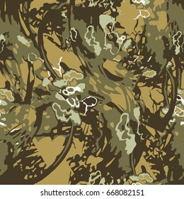Abstract seamless military pattern in pastel earth colors. Monochrome repeated camoflage backdrop for textile, clothes, wrapping paper.