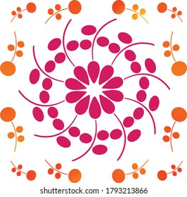 Abstract seamless minimal floral patterns. Luxury style. Used for textile, fabric, ceramics, wrapping paper and clothes, modern graphic design, vector isolated on white background. Pink and orange