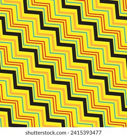 abstract seamless minimalistic colored wave line pattern on yellow.