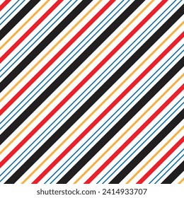 abstract seamless minimalistic red blue orange black diagonal line pattern.