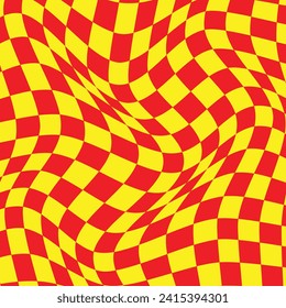 patrón abstracto de onda de color rojo amarillo a cuadros sin fisuras.