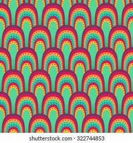 Abstract Seamless Modern Pattern. Mix od Curved Lines and Dots. Vector Illustration for Textile Design