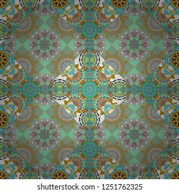Abstract seamless modern pattern with regularly repeating geometrical grid with rhombuses, strips, rectangles in orange, red and white colors. Vector element for graphical design.