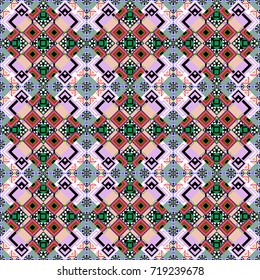 Abstract seamless modern pattern with regularly repeating geometrical grid with rhombuses, strips, rectangles in black, white and neutral colors. Vector element for graphical design.