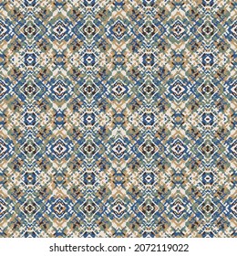 Abstract seamless modern pattern with repeating geometrical rhombuses. Black, blue, green and yellow color geometric texture pattern.