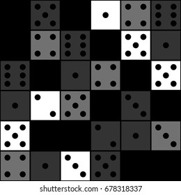 Abstract seamless monochrome dice pattern.
