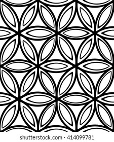 Abstract seamless monochrome floral pattern on white background for coloring. Design element for banner, card, invitation, postcard, textile, fabric, wrapping paper, coloring book. Vector illustration