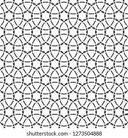 Abstract seamless monochrome geometric lattice pattern. Stylish geometric ornament. Vector background for wrapping paper, wallpaper, fabrics, interior design, greeting cards, posters and banners.