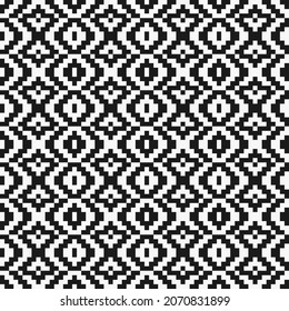 Abstract seamless monochrome geometric models. Modern vector pixel pattern. A regularly repeating geometric tiling grid with rectangular shapes, zigzags. Graphic element vector design.