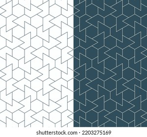 Abstract seamless monochrome geometric patterns, vector.