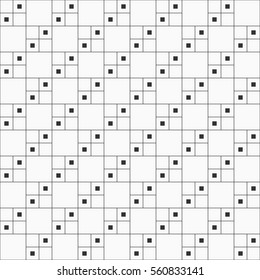 Abstract seamless monochrome minimalistic pattern. Modern stylish texture. Repeating geometric square tiles with filled rectangles at the corners. Vector background.
