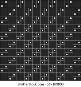 Abstract seamless monochrome minimalistic pattern. Modern stylish texture. Repeating geometric square tiles with filled rectangles at the corners. Vector background.