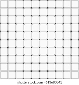 Abstract seamless monochrome minimalistic pattern. Modern stylish texture. Repeating geometric square tiles with filled rhombuses at the corners. Linear style. Vector geometric background.