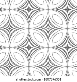 Abstract seamless and monochrome pattern. Figures with geometric texture. Imitation of drawing sand.