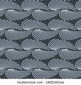 Abstract seamless monochrome pattern with geometric elements - spirals, ellipses