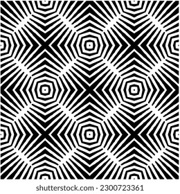 Abstract seamless monochrome pattern on white background for coloring. Design for banner, card, invitation, postcard, textile, fabric, wrapping paper, coloring book.