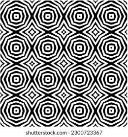 Abstract seamless monochrome pattern on white background for coloring. Design for banner, card, invitation, postcard, textile, fabric, wrapping paper, coloring book.
