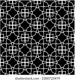 Abstract seamless monochrome pattern on white background for coloring. Design for banner, card, invitation, postcard, textile, fabric, wrapping paper, coloring book.