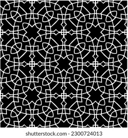 Abstract seamless monochrome pattern on white background for coloring. Design for banner, card, invitation, postcard, textile, fabric, wrapping paper, coloring book.