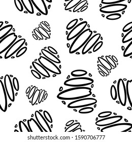 Abstract seamless monochrome pattern with stylized hearts. Endless black and white background. Minimal style. Vector illustration