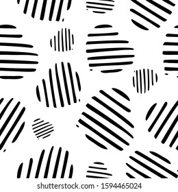 Abstract seamless monochrome pattern with stylized hearts. Endless black and white background. Minimal style. Vector illustration