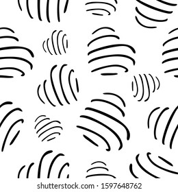 Abstract seamless monochrome pattern with stylized hearts. Endless black and white background. Minimal style. Vector illustration