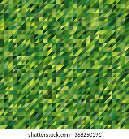 Abstract seamless mosaic background. Green color.   Triangle geometric background. Vector illustration