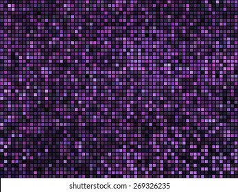 Abstract seamless mosaic background. Square pixel mosaic. Lights violet disco texture