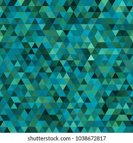Abstract seamless mosaic background. Triangle geometric background. Vector illustration. Green, blue colors.