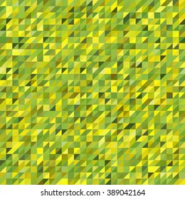 Abstract seamless mosaic background. Triangle geometric background. Vector illustration. Green, yellow colors. 