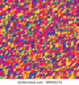Abstract seamless mosaic background. Triangle geometric background. Vector illustration. Yellow, pink, green, blue colors. 