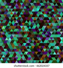 Abstract seamless mosaic background. Triangle geometric background. Vector illustration. Green, black colors. 