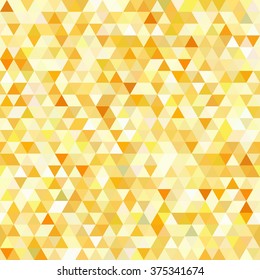 Abstract seamless mosaic background. Yellow, white colors. Triangle geometric background. Vector illustration