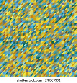 Abstract seamless mosaic background. Yellow, blue, green colors. Triangle geometric background. Vector illustration