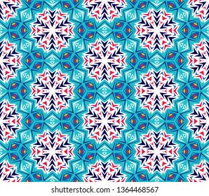 Abstract seamless mosaic with kaleidoscopes. Psychedelic seamless patterns.