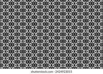 Abstract seamless mosaic pattern with repeating elements. Black and white monochrome textured pattern with geometric elements