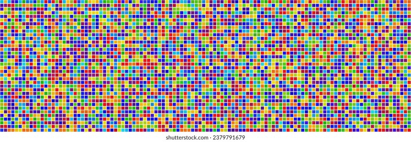 Abstract seamless mosaic pixel art pattern. Vivid rainbow colors background. Vector illustration. Floor or wall tile