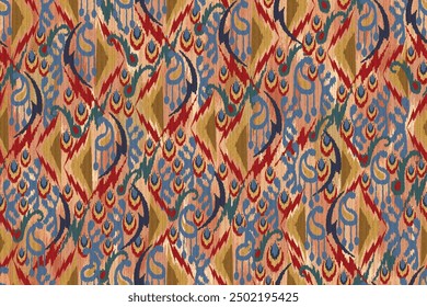 abstract seamless motif fabric patterns, abstract ikat, carpet, fabric, batik

