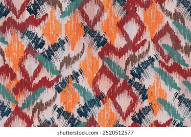 Patrones abstractos de la tela del motivo inconsútil, ikat abstracto, alfombra, tela, batik
