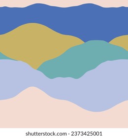 Abstract seamless Mountains pattern. Vector landscape texture with flat Mountains in a beautiful colour palette. Modern nature background
