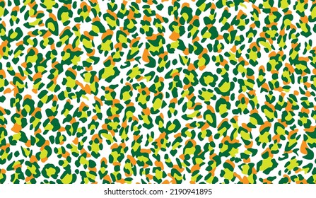 Abstract Seamless Multicolored Vector Leopard Spots Seamless Pattern Trendy Fashion Colors New Season Allover Fabric Print Design Modern Tiny Dots Neon Lime Green Tones