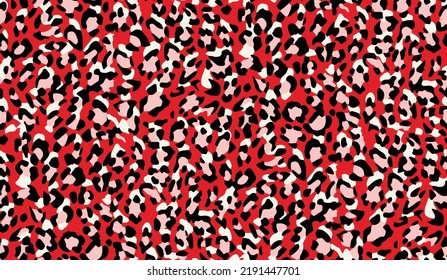 Abstract Seamless Multicolored Vector Leopard Spots Seamless Pattern Trendy Fashion Colors New Season Allover Fabric Print Design Modern Tiny Dots Red Black Pastel Pink Tones