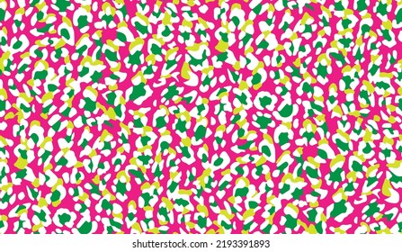 Abstract Seamless Multicolored Vector Leopard Spots Seamless Pattern Trendy Fashion Colors New Season Allover Fabric Print Design Modern Tiny Dots Fuchsia Green Tones