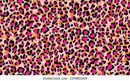 Abstract Seamless Multicolored Vector Leopard Spots Seamless Pattern Trendy Fashion Colors New Season Allover Fabric Print Design Modern Tiny Dots Fuchsia Orange Tones