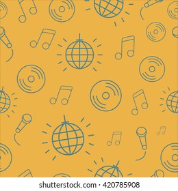 Abstract seamless with music feature. Background vector.