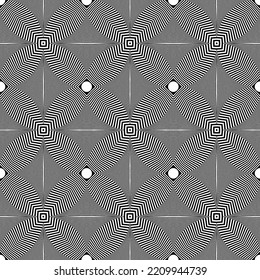 Abstract Seamless Op Art Geometric Pattern. Striped Lines Texture. Vector Illustration.