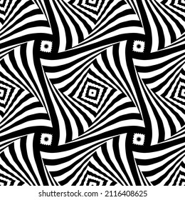 Abstract seamless op art pattern. Twisting lines texture. Vector art.